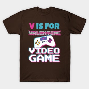 Funny Valentine V Is For Video Game - Retro Controller T-Shirt